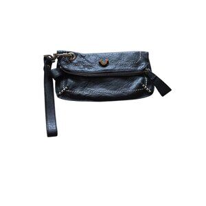 True Religion Vintage Made In Italy, Clutch, Wristlet, Black Leather